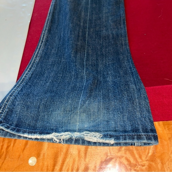 7 for all Mankind "A Pocket”Bootcut blue Jeans Frayed Cuff Flared Cotton size 28 - Picture 13 of 13